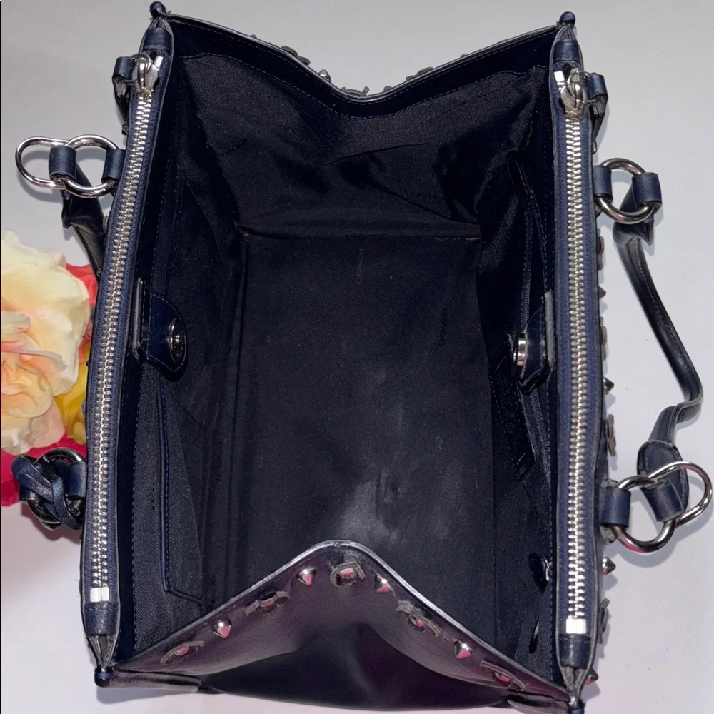 Coach Crosby Carryall with Floral Rivets in navy leather Coach NAVY BLUE LEATHER